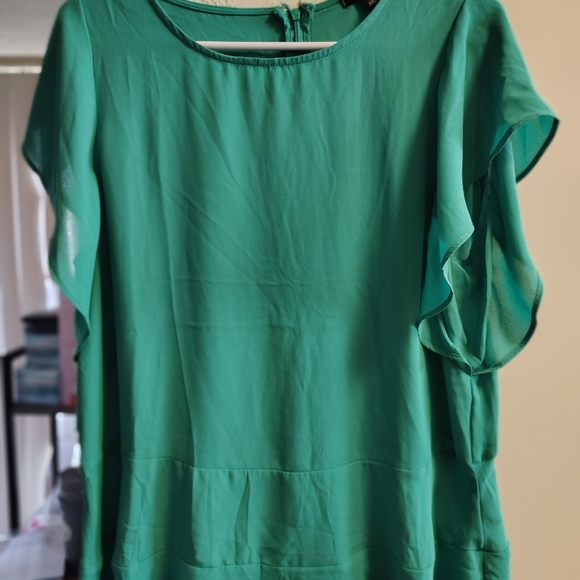 Stella and Dot women's green XXL blouse flowing short sleeve - Picture 2 of 6